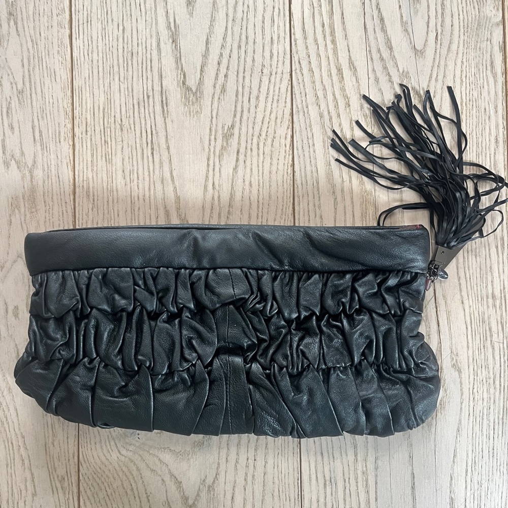 Brand New Jill Stuart Soft Leather Black Evening Clutch